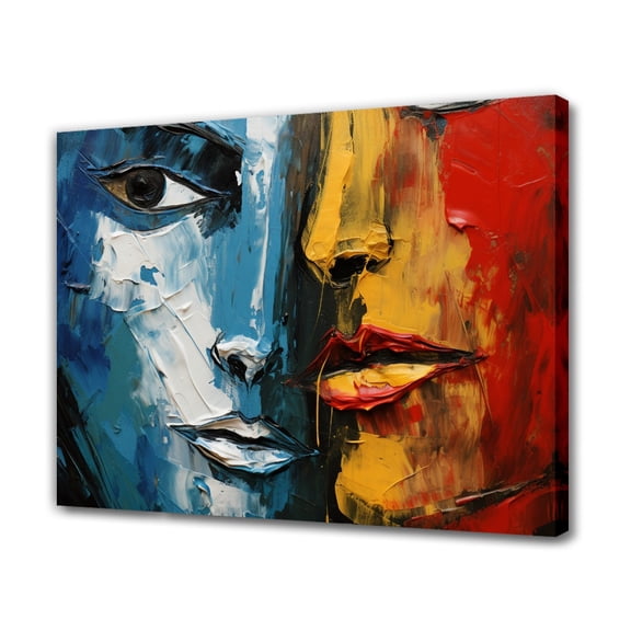 Abstract Artwork With Two Snuggling Faces Poster Decorative Painting Canvas Wall Art Living Room Posters Bedroom Painting,Frame-style,24x36inch(60x90cm)