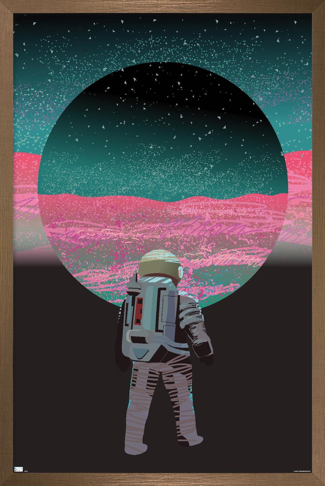 Abstract Astronaut Wall Poster, 22.375" x 34" Framed