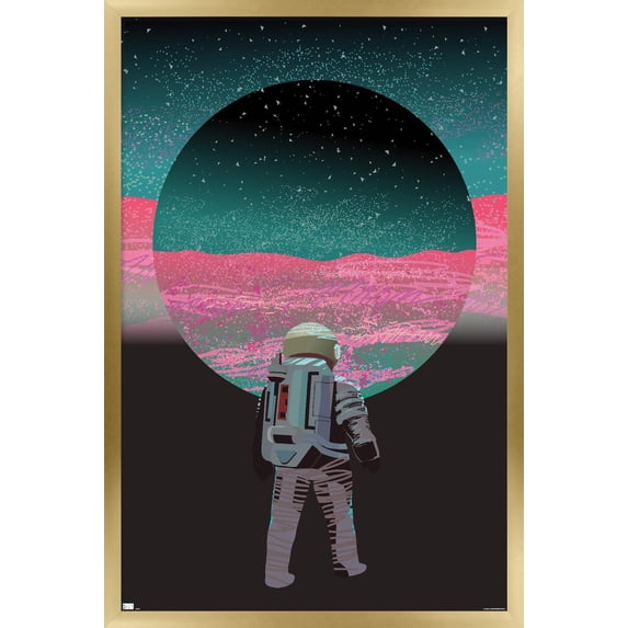 Abstract Astronaut Wall Poster, 22.375" x 34" Framed