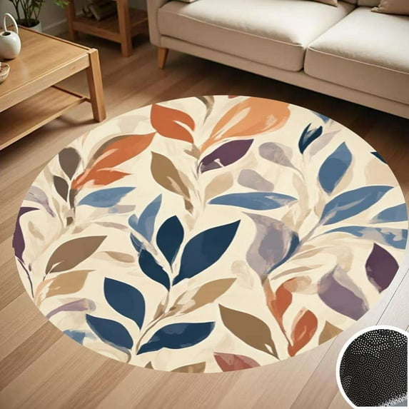 Abstract Autumn Leaf Pattern Round Carpet Living Room Bedroom Home Decoration Coffee Table Mat Lounge Rug Chair Mats