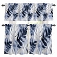 thumbnail image 1 of Abstract B;ie Leaf Kitchen Curtains Valances and Tiers Set of 3 Summer Tropical Leaves Watercolor Plant Tier Curtains and Valance with Rod Pocket for Small Windows, 27.5"x36", 1 of 9