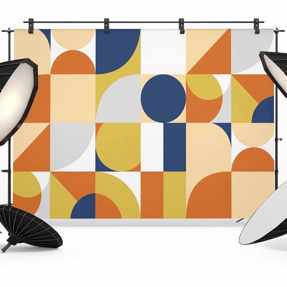Abstract Backdrop for Photography,Fabric Photo Background Backdrop,Modern Geometric Vintage Circle European Photo Booth Background for Portrait Photoshoot Video Wedding Studio Decoration Banner 7x5ft