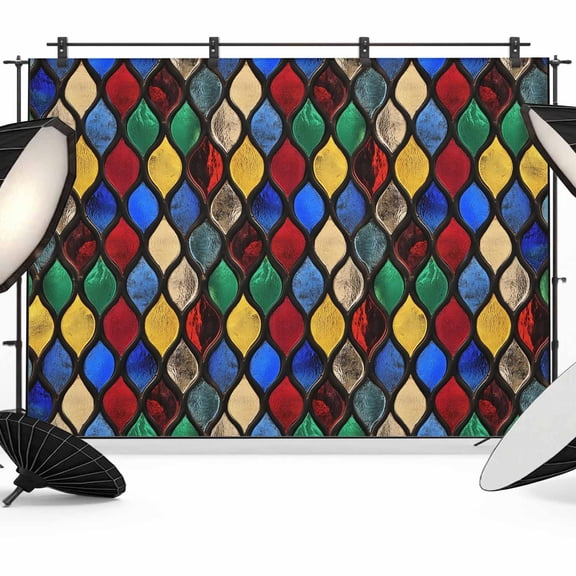 Abstract Backdrop for Photography, Stained Glass Moroccan Texture Photo Backdrop Portrait Background Party Banner Photo Backgrounds for Studio Booth Props, 8x6ft