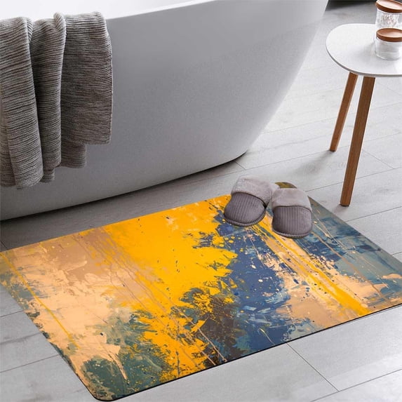 Abstract Background Made of Colored Bath Rugs 16x24 Inch Non Slip Bath Mat Quick Dry Absorbent Thin Bath Rug Fit Under Door Washable Bath Floor Rugs for Bathroom Bathtub Shower Sink,Multi 5