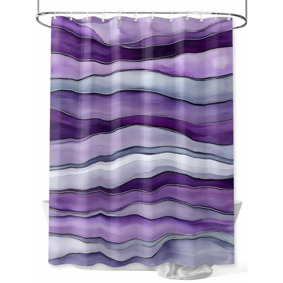 Abstract Background Shower Curtain, Wave Watercolor Waterproof Shower Curtain Set with 12 Hooks Lightweight Washable Fabric Shower Curtains for Bathroom 48x72 Inches