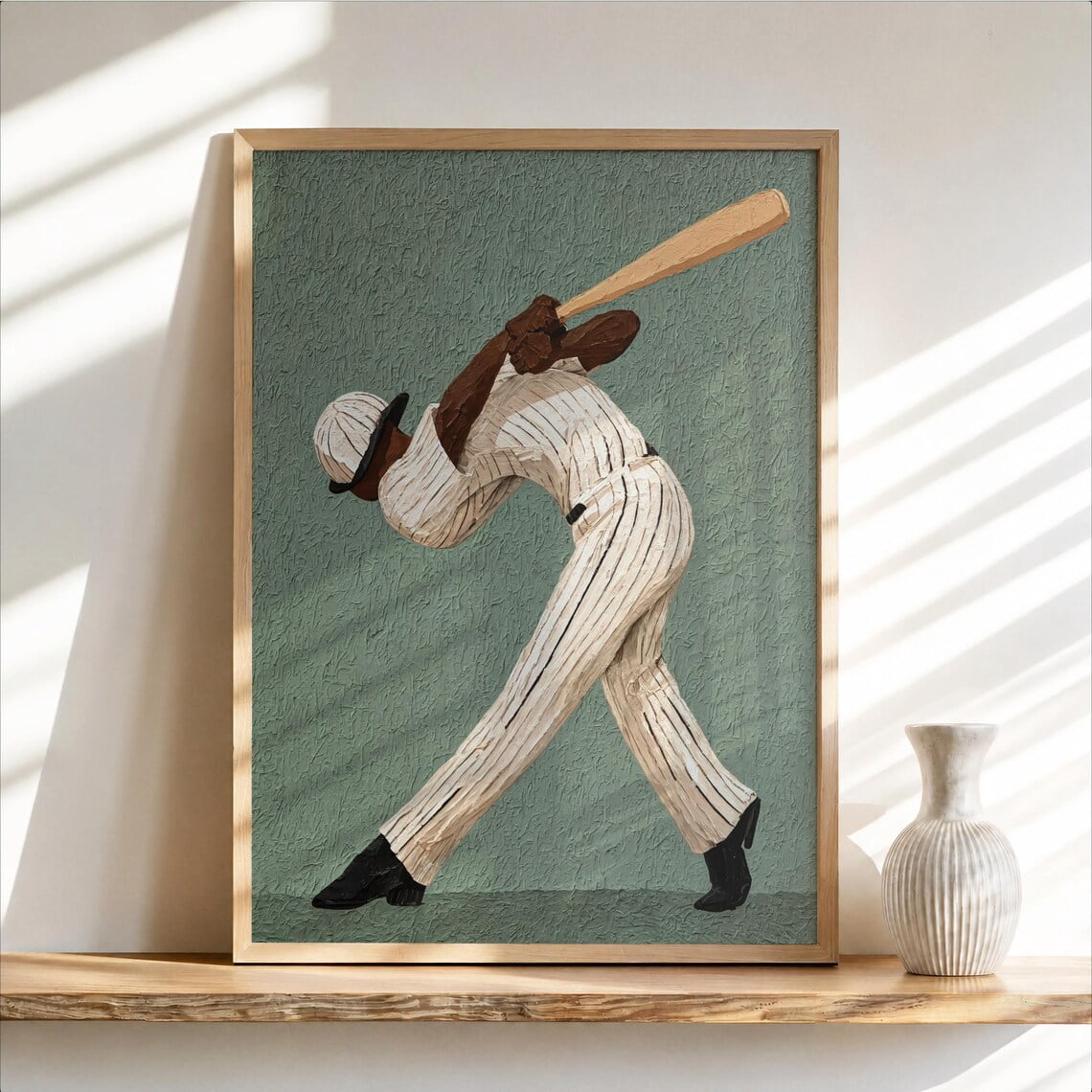 Abstract Baseball Player Wall Art Print, African American Athlete ...