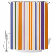 Abstract Basics Pattern Shower Curtain for Bathroom, Colorful Stripes Modern Style Waterproof Cloth Fabric Bathroom Accessories Set with 9 Rust Proof Plastic Hooks, 36"x72"