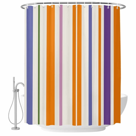 Abstract Basics Pattern Shower Curtain Set with Hooks, Colorful Stripes Modern Style Water Repellent Shower Curtains for Bathroom Decor Sturdy Shower Curtain, Machine Washable 36x72 Inch