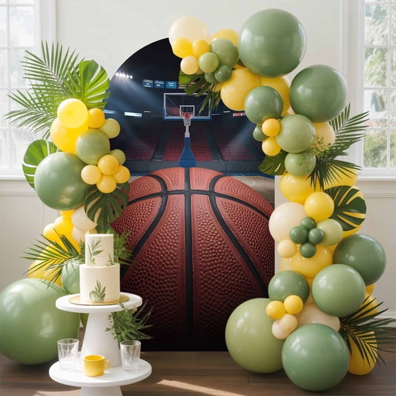 Abstract Basketball Arch Backdrop Cover, 5FT, Match Stadium Balloon Concentration Lights Spandex Arch Covers Double-Sided Backdrop for Wedding Birthday Party Photo Background Decoration