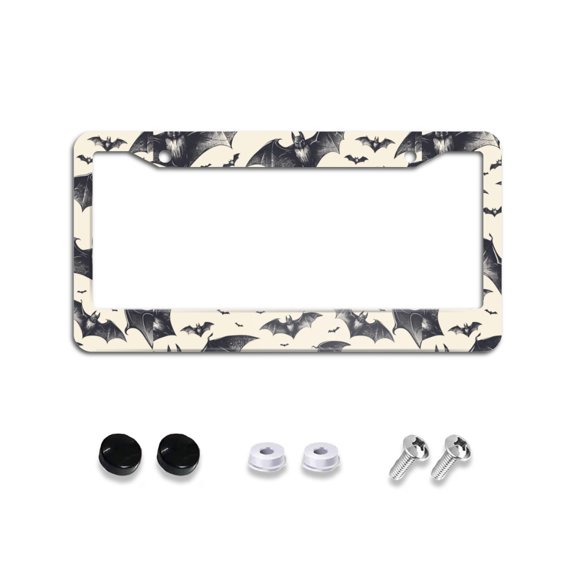 Abstract Bat Pattern License Plate Frames for Women Men Car Plate Holder Cover Metal Tag Aluminum Car Accessories Front Rear Plate Decor