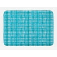 thumbnail image 1 of Abstract Bath Mat, Marine Style Hand Drawn Brush Streaks Monochrome Checkered Inspired, Plush Bathroom Decor Mat with Non Slip Backing, 29.5" X 17.5", Sea Blue Aqua Pale Teal, by Ambesonne, 1 of 2