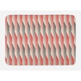 thumbnail image 1 of Abstract Bath Mat, Retro Style Bicolor Composition with Stylized Vertical Stripes Futuristic, Non-Slip Plush Mat Bathroom Kitchen Laundry Room Decor, 29.5 X 17.5 Inches, Grey and Scarlet, Ambesonne, 1 of 2