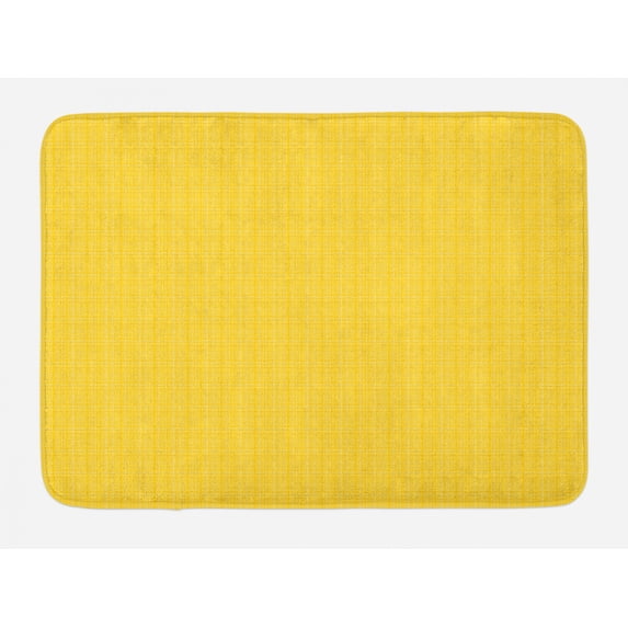 Abstract Bath Mat, Retro Style Lively Tone Streaks Overlapping Ornaments, Plush Bathroom Decor Mat with Non Slip Backing, 29.5" X 17.5", Mustard Yellow, by Ambesonne