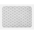 thumbnail image 1 of Abstract Bath Mat, Simplistic Chandelier Modernized Damask Elements Print on Plain Backdrop, Plush Bathroom Decor Mat with Non Slip Backing, 29.5" X 17.5", White and Pale Grey, by Ambesonne, 1 of 2