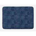 thumbnail image 1 of Abstract Bath Mat, Symmetrical Dots and Roses in Dark Tones Illustration Pattern, Plush Bathroom Decor Mat with Non Slip Backing, 29.5" X 17.5", Dark Violet Blue and Multicolor, by Ambesonne, 1 of 2