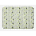 thumbnail image 1 of Abstract Bath Mat, Wavy Vertical Stripes Sketched Leaves and Tiny Flowers, Plush Bathroom Decor Mat with Non Slip Backing, 29.5" X 17.5", Green Grey, by Ambesonne, 1 of 2