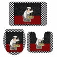 thumbnail image 1 of Abstract Bathroom Rugs Set Cartoon Style Cooks Black White Checkered Border Non Slip Absorbent Soft Bath Mats 3 Piece Set with Bathroom Rug, U-Shaped Floor Mat, Toilet Seat Cover Small Size, 1 of 9