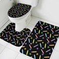 thumbnail image 1 of Abstract Bathroom Rugs Set Cute Blue Green Red Pencil Paw Print Non Slip Absorbent Soft Bath Mats 3 Piece Set with Bathroom Rug, U-Shaped Floor Mat, Toilet Seat Cover Large Size, 1 of 9