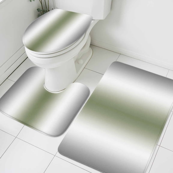 Abstract Bathroom Rugs Set Dark Gray Seaweed Rate Gradient Ombre Non Slip Absorbent Soft Bath Mats 3 Piece Set with Bathroom Rug, U-Shaped Floor Mat, Toilet Seat Cover Large Size