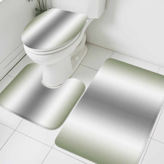 Abstract Bathroom Rugs Set Gray Seaweed Rate Gradient Ombre Non Slip Absorbent Soft Bath Mats 3 Piece Set with Bathroom Rug, U-Shaped Floor Mat, Toilet Seat Cover Large Size