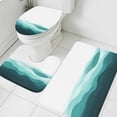 thumbnail image 1 of Abstract Bathroom Rugs Set Green Wave Minimalist Non Slip Absorbent Soft Bath Mats 3 Piece Set with Bathroom Rug, U-Shaped Floor Mat, Toilet Seat Cover Small Size, 1 of 9