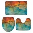 thumbnail image 1 of Abstract Bathroom Rugs Set Orange Teal Green Gradient Fluid Art Oil Painting Non Slip Absorbent Soft Bath Mats 3 Piece Set with Bathroom Rug, U-Shaped Floor Mat, Toilet Seat Cover Small Size, 1 of 9