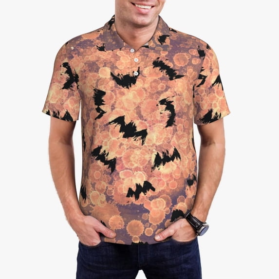 Abstract Bats Polo Shirts Men Spots Print Casual Shirt Aesthetic Turn-Down Collar T-Shirts
