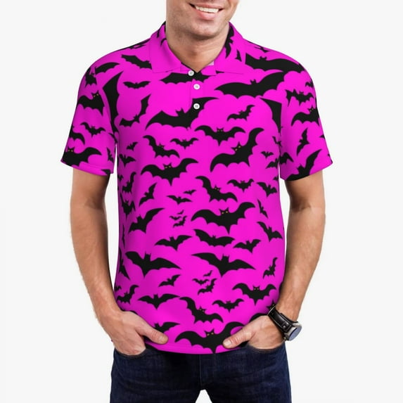 Abstract Bats Polo Shirts Men Spots Print Casual Shirt Aesthetic Turn-Down Collar T-Shirts