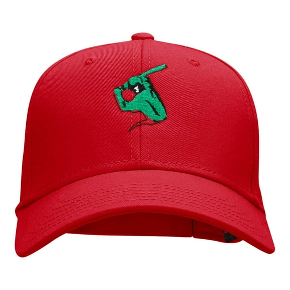 Abstract Batter Embroidered Cotton Twill Cap - Red OSFM