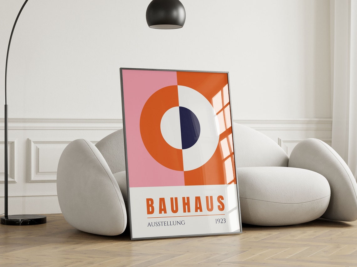 Abstract Bauhaus Art Print: Orange Mid-Century Modern Wall Decor #1416 ...