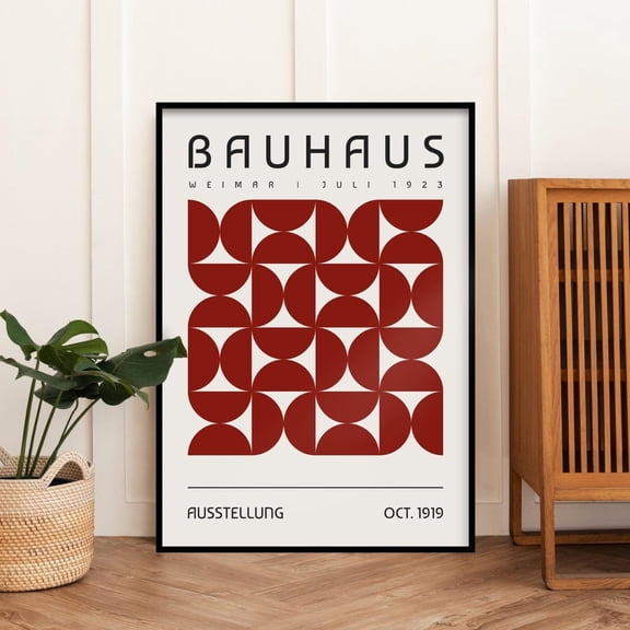 Abstract Bauhaus Print Maroon Midcentury Modern Wall Art A3 A4 Available