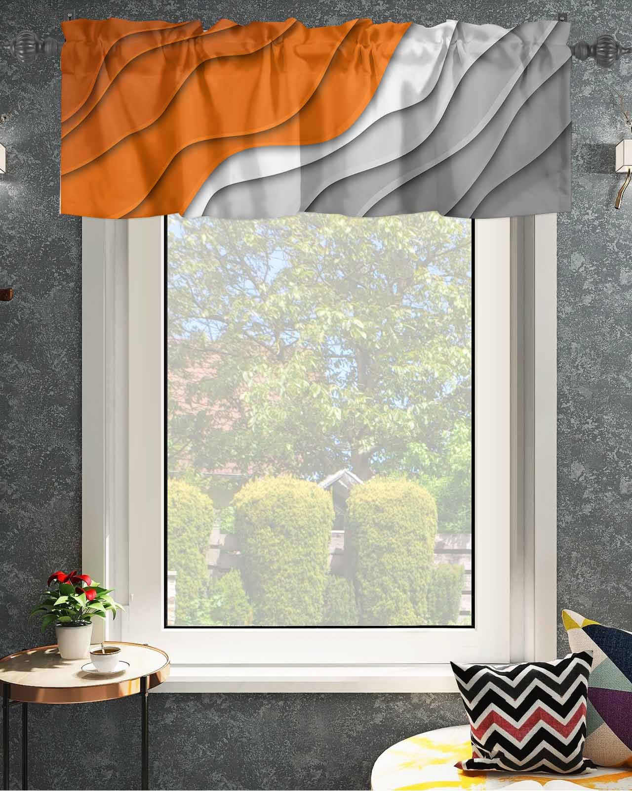 Abstract Beach Aesthetic Grey to Orange Gradient Window Valances