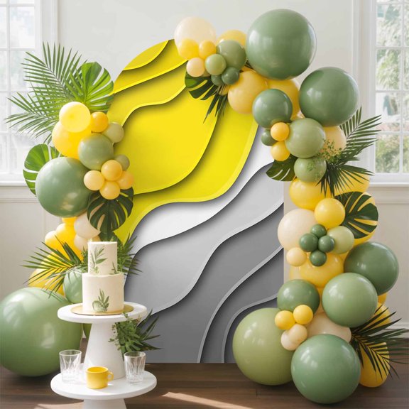Abstract Beach Arch Backdrop Cover, 7.2FT, Aesthetic Grey to Yellow Gradient Spandex Arch Covers Double-Sided Backdrop for Wedding Birthday Party Photo Background Decoration