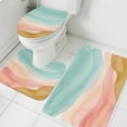thumbnail image 1 of Abstract Beach Bathroom Rugs Set Watercolor Teal Pink Brown Gradient Landscape Non Slip Absorbent Soft Bath Mats 3 Piece Set with Bathroom Rug, U-Shaped Floor Mat, Toilet Seat Cover Large Size, 1 of 9