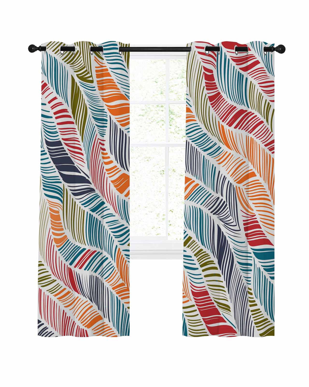 Abstract Beach Blackout Curtains, Light Blocking Print Window Curtains
