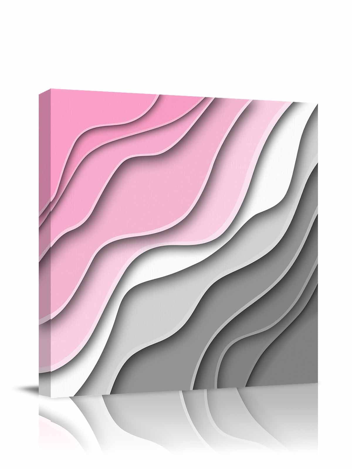 Abstract Beach Canvas Wall Art, Aesthetic Grey to Pink Gradient Framed Wall Decor Modern Artwork Prints Painting for Living Room, Bedroom, Kitchen & Cafe Decor 16x16 Inch