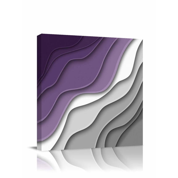 Abstract Beach Canvas Wall Art, Aesthetic Grey to Purple Gradient Framed Wall Decor Modern Artwork Prints Painting for Living Room, Bedroom, Kitchen & Cafe Decor 8x8 Inch