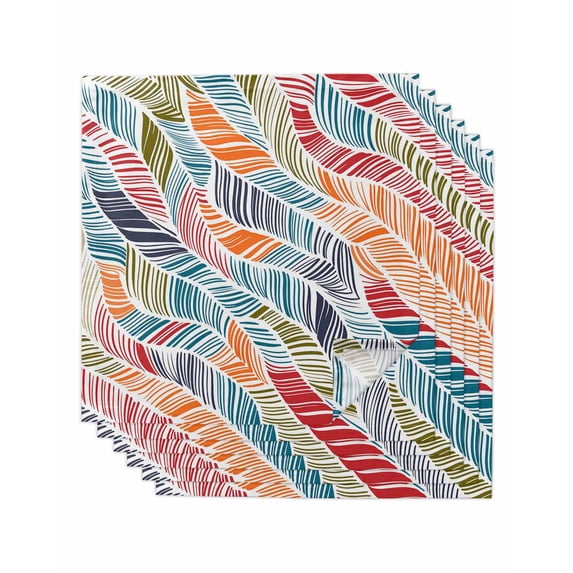 Abstract Beach Cloth Napkins Set of 6 Reusable Dinner Napkins, Summer Colorful Coastal Ocean Sea Wave Cocktail Napkin Washable Table Napkins for Wedding/Holiday Party/Baby Shower 20"x20"