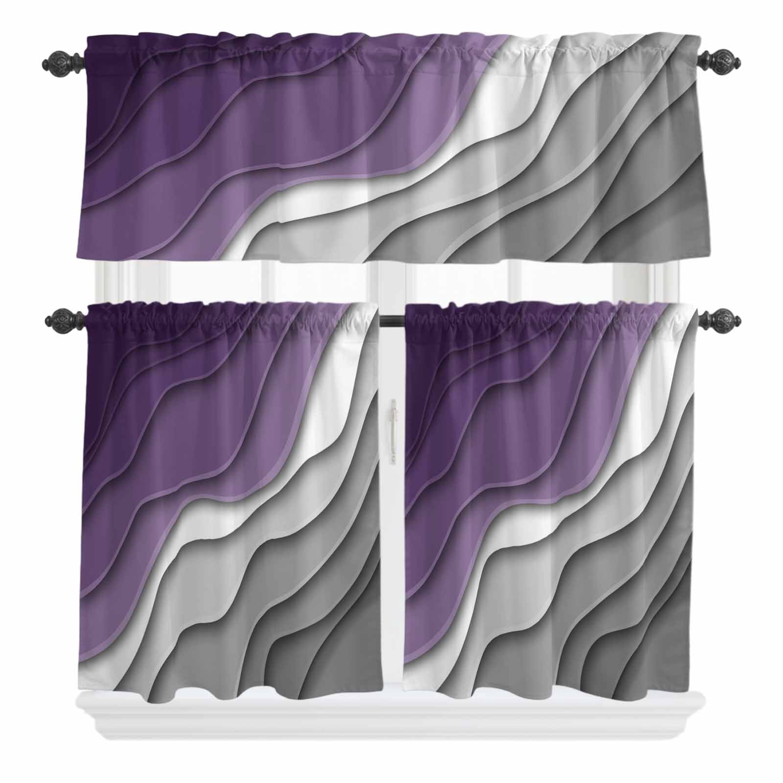 Abstract Beach Curtain Valances Set Aesthetic Grey to Purple Gradient ...
