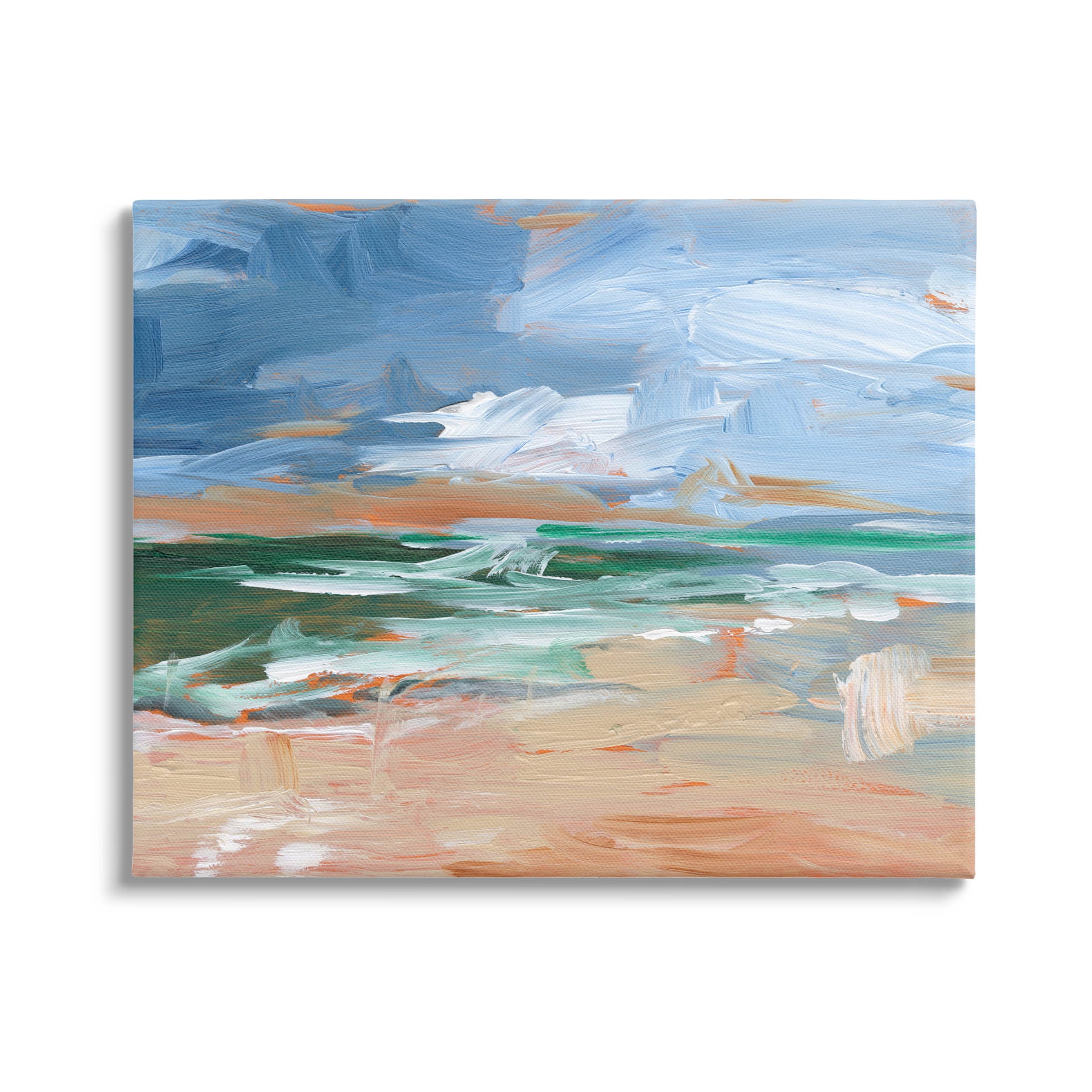 Abstract Beach Nautical Scenery Landscape Painting Gallery Wrapped Canvas Print Wall Art