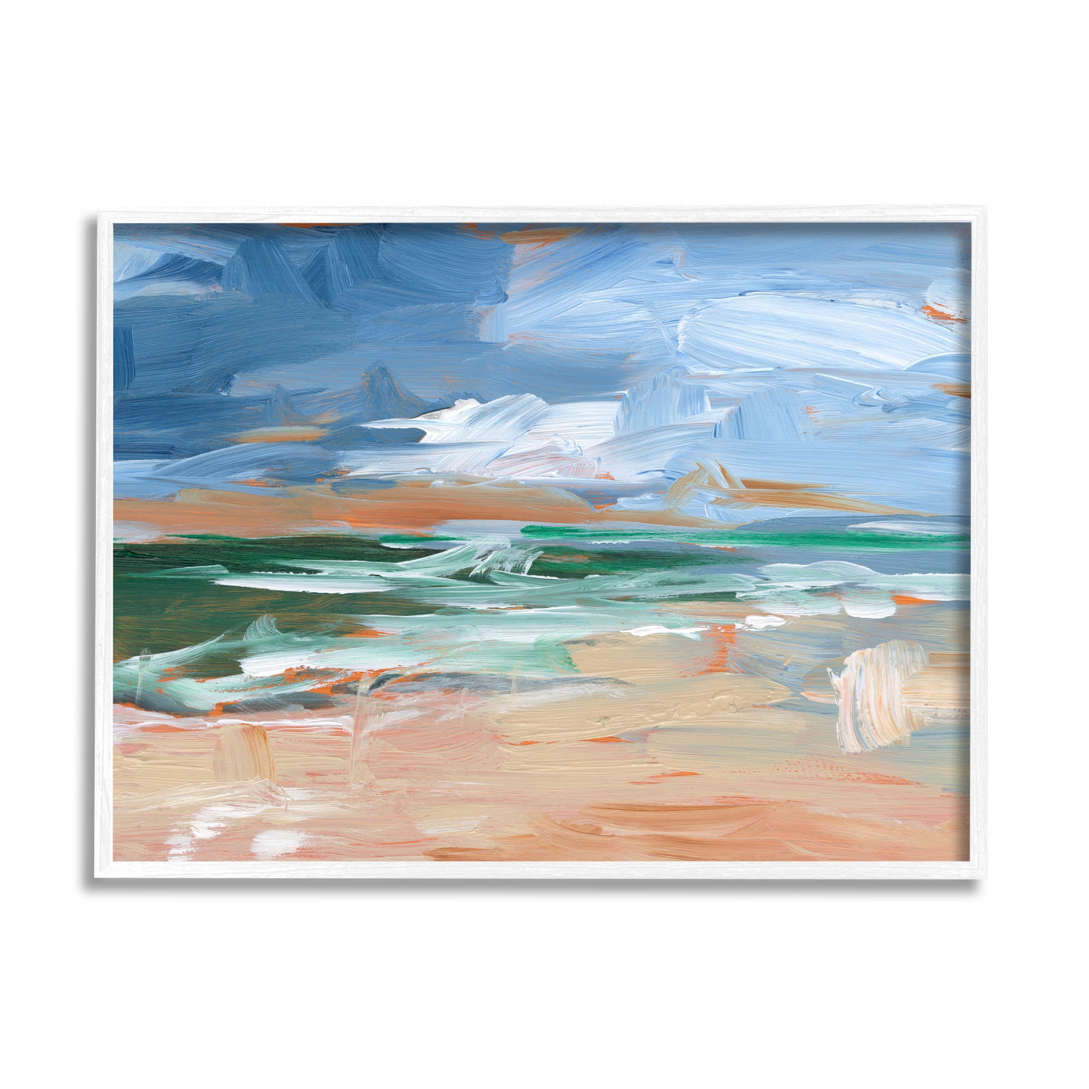 Abstract Beach Nautical Scenery Landscape Painting White Framed Art Print Wall Art