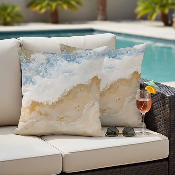 Abstract Beach Ocean Outdoor Throw Pillow Covers Set of 2, Summer ...