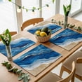 thumbnail image 1 of Abstract Beach Ocean Wave Placemats Set of 4,Wipeable Washable Table Mats for Dining Tables, Sea Shore Spray Blue Golden Place Mats for Kitchen Event Party Tabletop Decor, 1 of 9