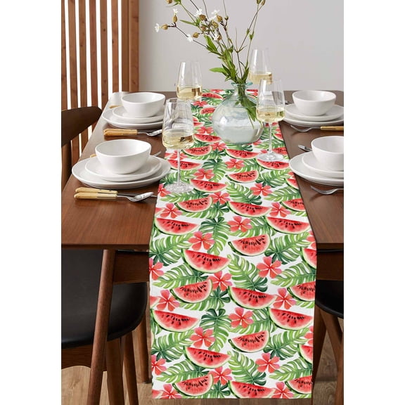 Abstract Beach Ocean Wave Table Runner 13x36in Non-Slip Cotton Linen Table Runners, Sea Shore Spray Blue Golden Dresser Scarves TableRunner for Dinner Kitchen Dining Wedding Party