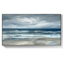 Abstract Beach Oil Painting On Canvas Original Sea Painting Ocean Wall Art Custom Painting Living Room Decor Beach Decor,Unstretched,Frameless,(41*61cm)16*32Inches