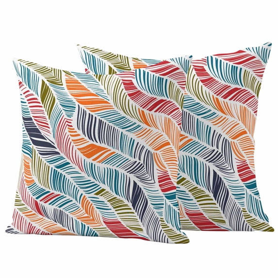 Abstract Beach Outdoor Waterproof Pillow Covers, Summer Colorful Coastal Ocean Sea Wave Decorative Square Throw Pillowcase Sofa Cushion Sham for Patio/Couch/Chair, 16"x16" 2 Pack