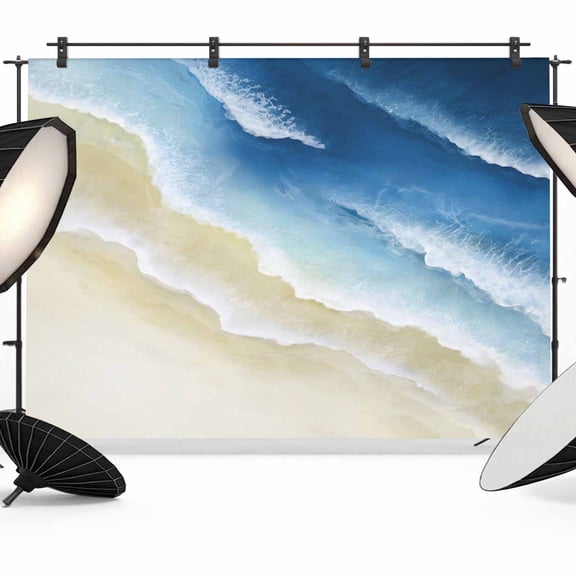 Abstract Beach Photography Backdrop 7x5FT, Navy Blue Beige Ombre Ocean Wave Coastal Sand Photo Backdrops, Background for Photography Studio Photo Studio Background, Back Drop for Photoshoot