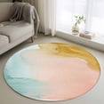 thumbnail image 1 of Abstract Beach Round Area Rugs 3 ft, Watercolor Teal Pink Brown Gradient Painting Washable Small Area Rug with Non-Slip Sturdy Edge Binding Round Front Door Mat Floor Carpet for Entryway, 1 of 9