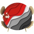 thumbnail image 1 of Abstract Beach Round Fitted Table Cover Aesthetic Grey to Red Gradient Waterproof Table Cloth with Elastic Edge Wipeable Tablecloth for Picnic Camping Party Fits 55"-60" Diameter, 1 of 8