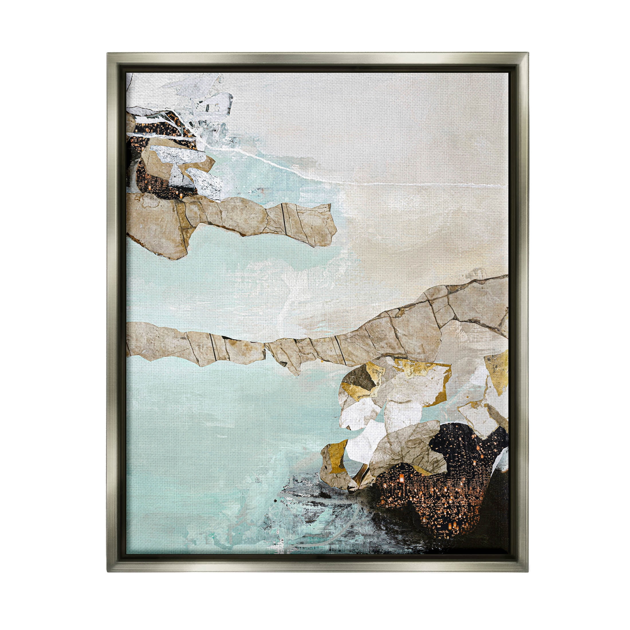Abstract Beach Shoreline Scenery Abstract Graphic Art Luster Gray Framed Art Print Wall Art
